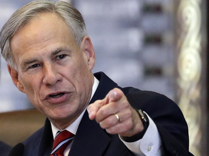 caption: Gov. Greg Abbott, pictured in Feb. 2019, said Texas does not consent to allow refugees to resettle within the state.