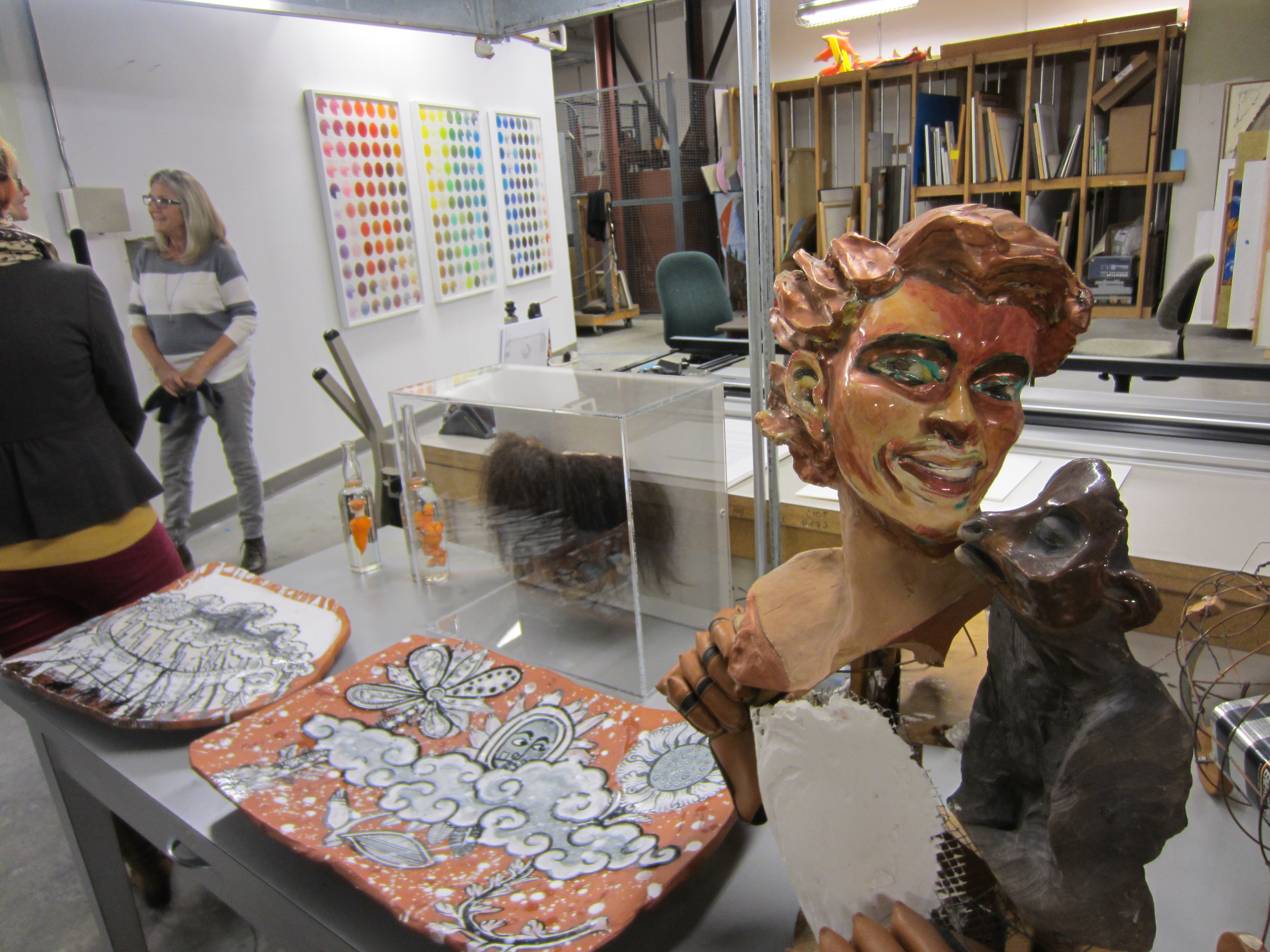 caption: Curator Deborah Paine in the storage facility for Seattle's Portable Works Collection.