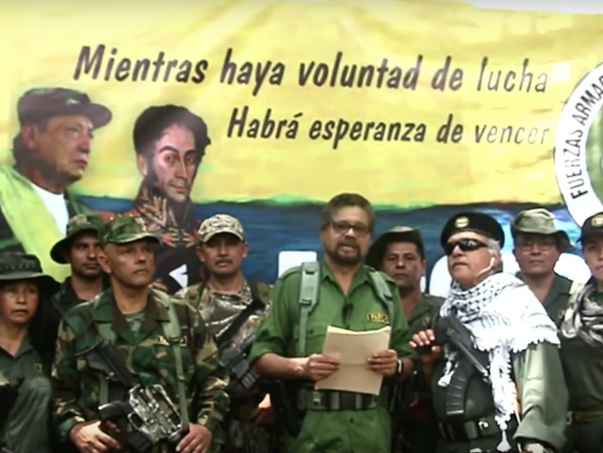 caption: Colombia's FARC Rebels, in a YouTube video posted Thursday, have accused the government of betrayal and announced that they will take up arms again, breaking a 2016 peace accord.