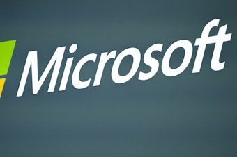 caption: The Microsoft logo is shown at the Mobile World Congress 2023 in Barcelona, Spain, on March 2, 2023. In a blog post Friday, Microsoft said state-backed Russian hackers broke into its corporate email system.