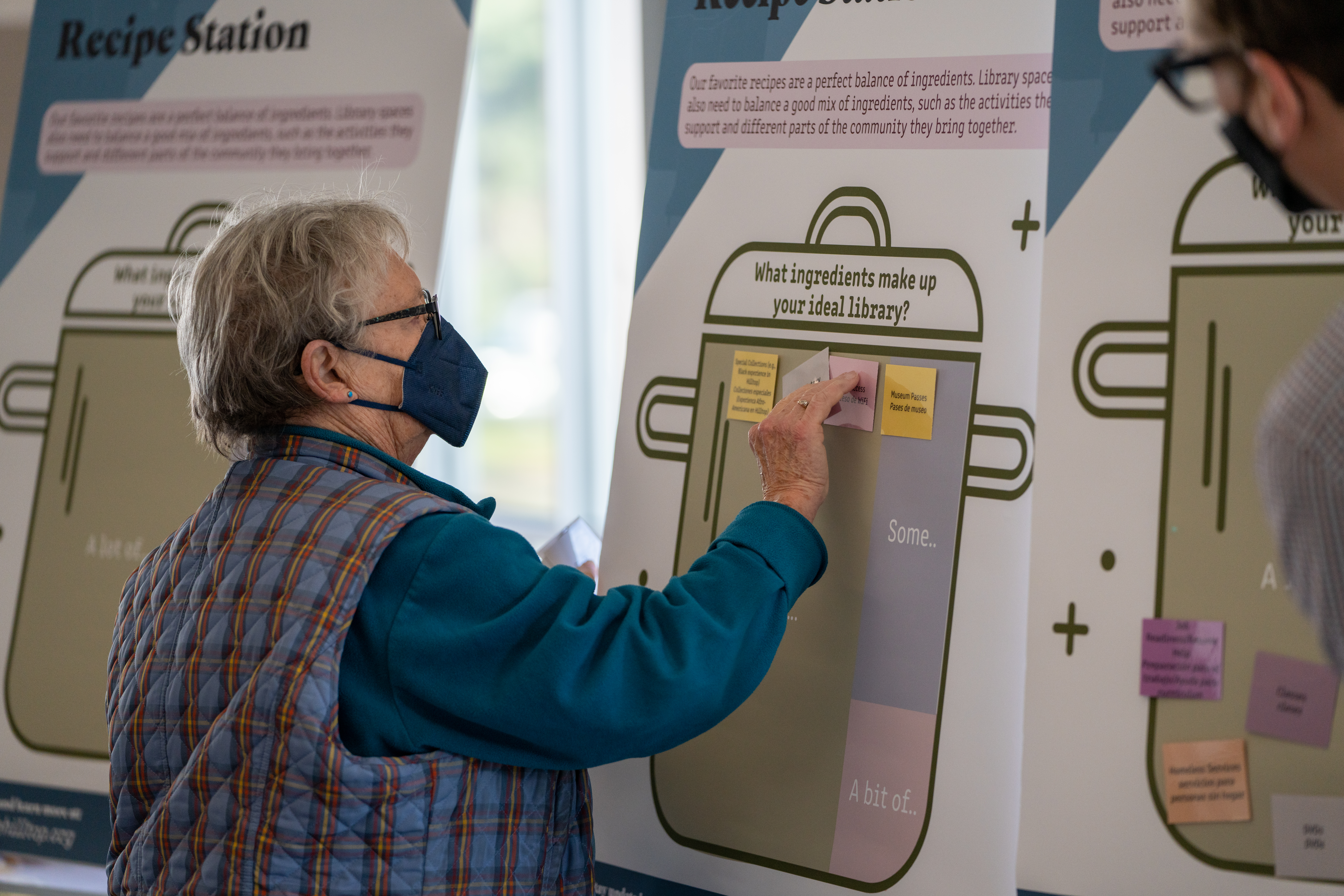 caption: Community members in Tacoma envision a future for a new library. They answer the question 'what ingredients make up your ideal library?'