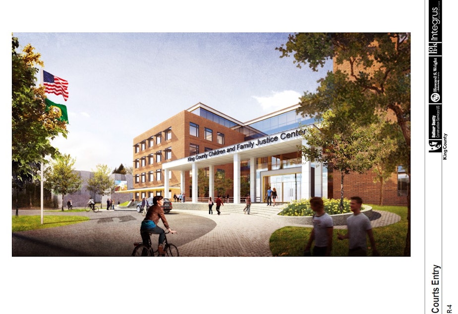 caption: A design drawing for the Children and Family Justice Center, December 2014. 