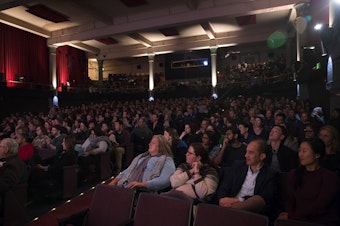 caption: 'That's Debatable' audience at the SIFF Cinema Egyptian, Wednesday, March 7, 2018, in Seattle.