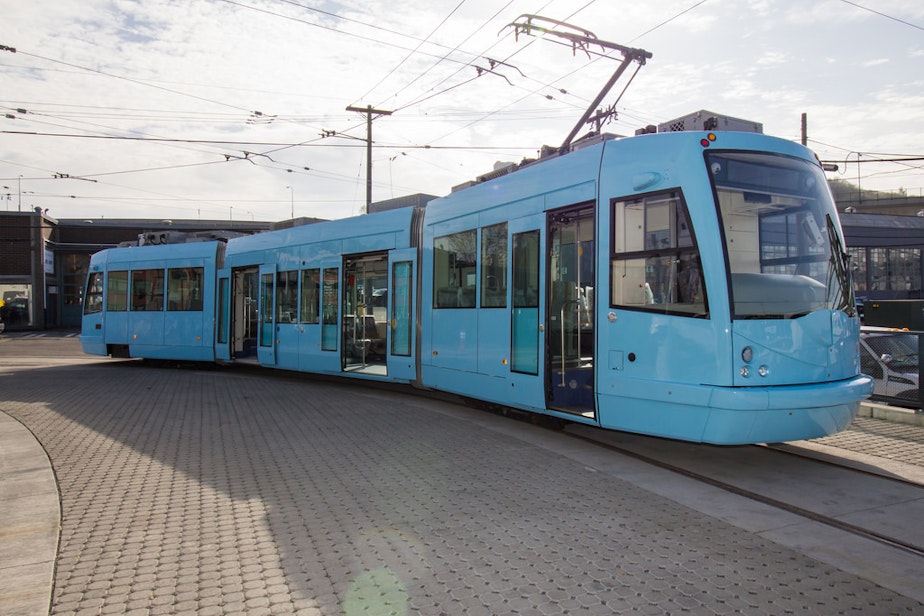 caption: First Hill Streetcar on display in March, 2015.