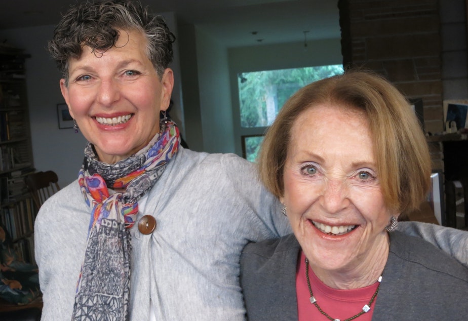 caption: KUOW reporter Marcie Sillman, left, and her mother Maurine Sillman.