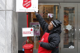caption: The Salvation Army's red-kettle campaign is expecting fewer donations and volunteers this year as a result of the coronavirus pandemic.