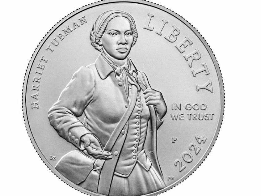 caption: The U.S. Mint has released the 2024 Harriet Tubman Silver Dollar as part of the Harriet Tubman Commemorative Coin Program. The coins include $5 gold coins, $1 silver coins and half-dollar coins honoring the bicentennial of her birth.