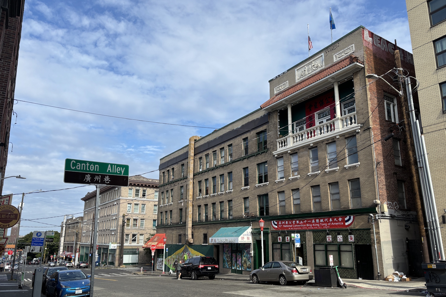 caption: An historic building in Seattle's Chinatown International District.