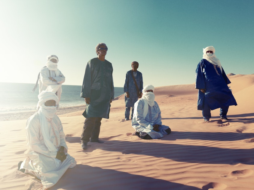 caption: Ahead of a September tour date in Winston-Salem, N.C., social media commenters are leveling violent, racist attacks against the Tuareg musicians known as Tinariwen.