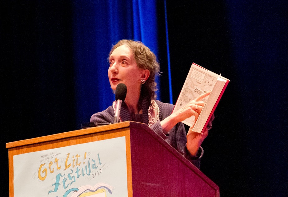 caption: Joyce Carol Oates at Eastern Washington University's Get Lit! festival in 2013.