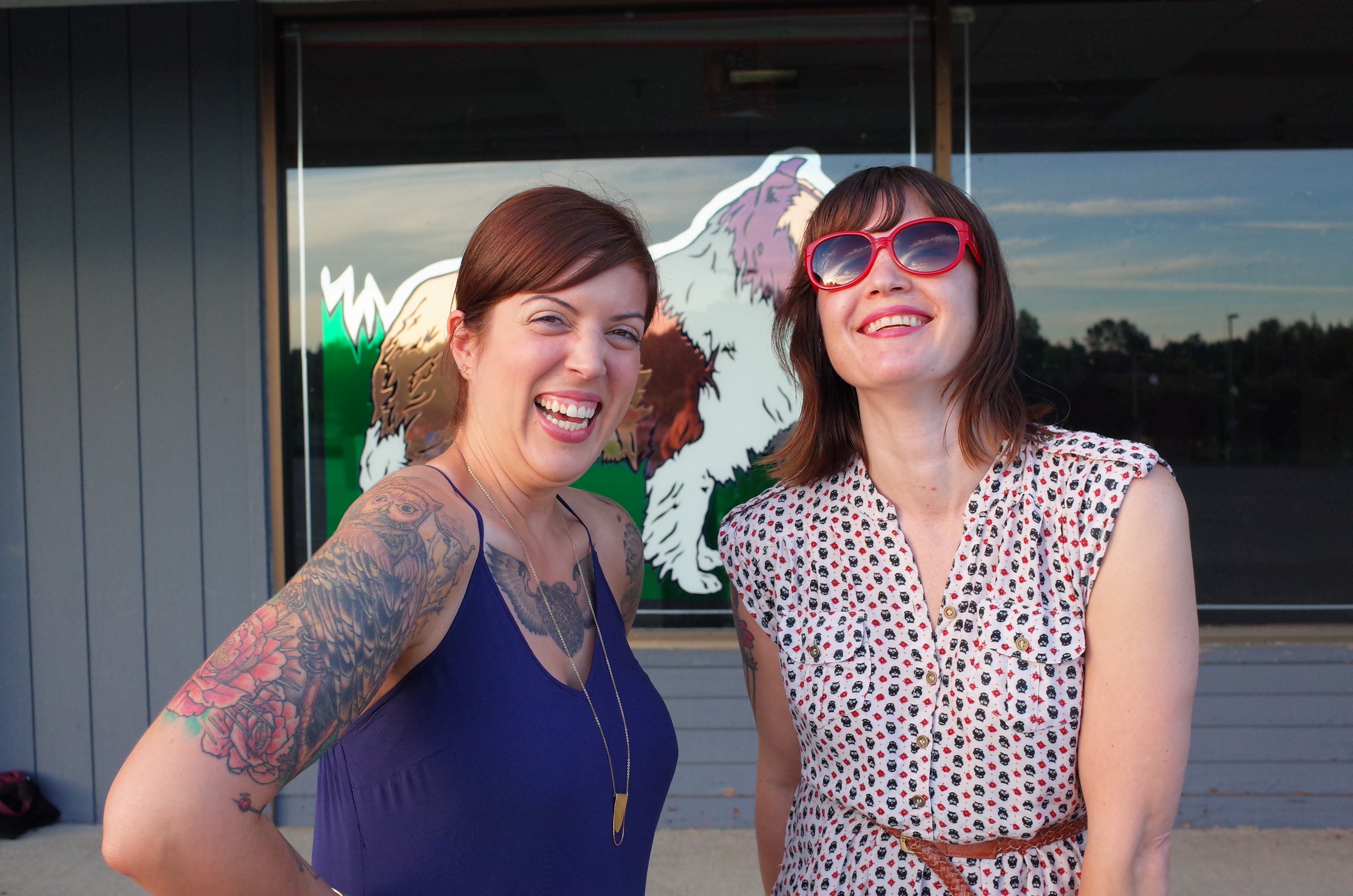 caption: Jennifer Weitman, left, and Carrie Anderson, right, outside one of their teenage haunts at Totem Lake Mall: Denny's Pet World, now closed. The mall is being readied for redevelopment.