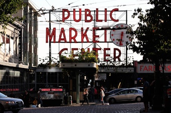 caption: Pike Place Market Entrance