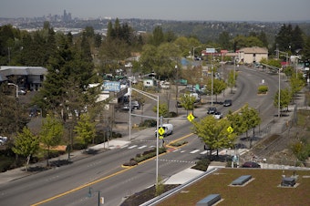 caption: This stretch of 99 is looking more walkable today because Tukwila took it from the state. 