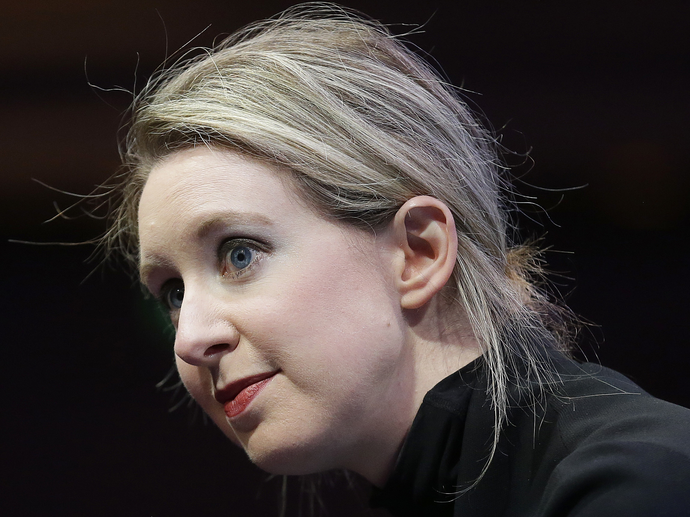 caption: Elizabeth Holmes, founder and CEO of Theranos, speaks at the Fortune Global Forum in San Francisco.
