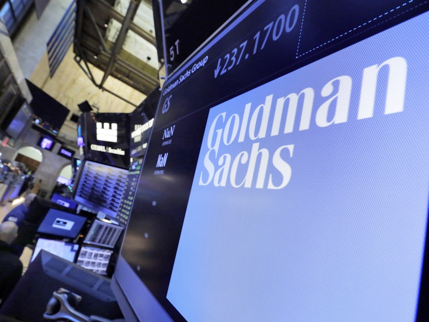 caption: More so than other big banks, Goldman Sachs depends on stock and bond trading to make money, and the financial markets were the place to be in the second quarter.