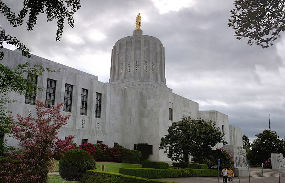 caption: The Oregon state Capitol in Salem.