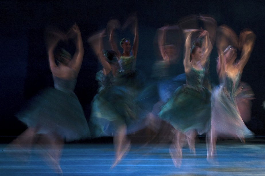 caption: Dancers perform during a dress rehearsal for Cinderella on Thursday, January 30, 2019, at McCaw Hall in Seattle.