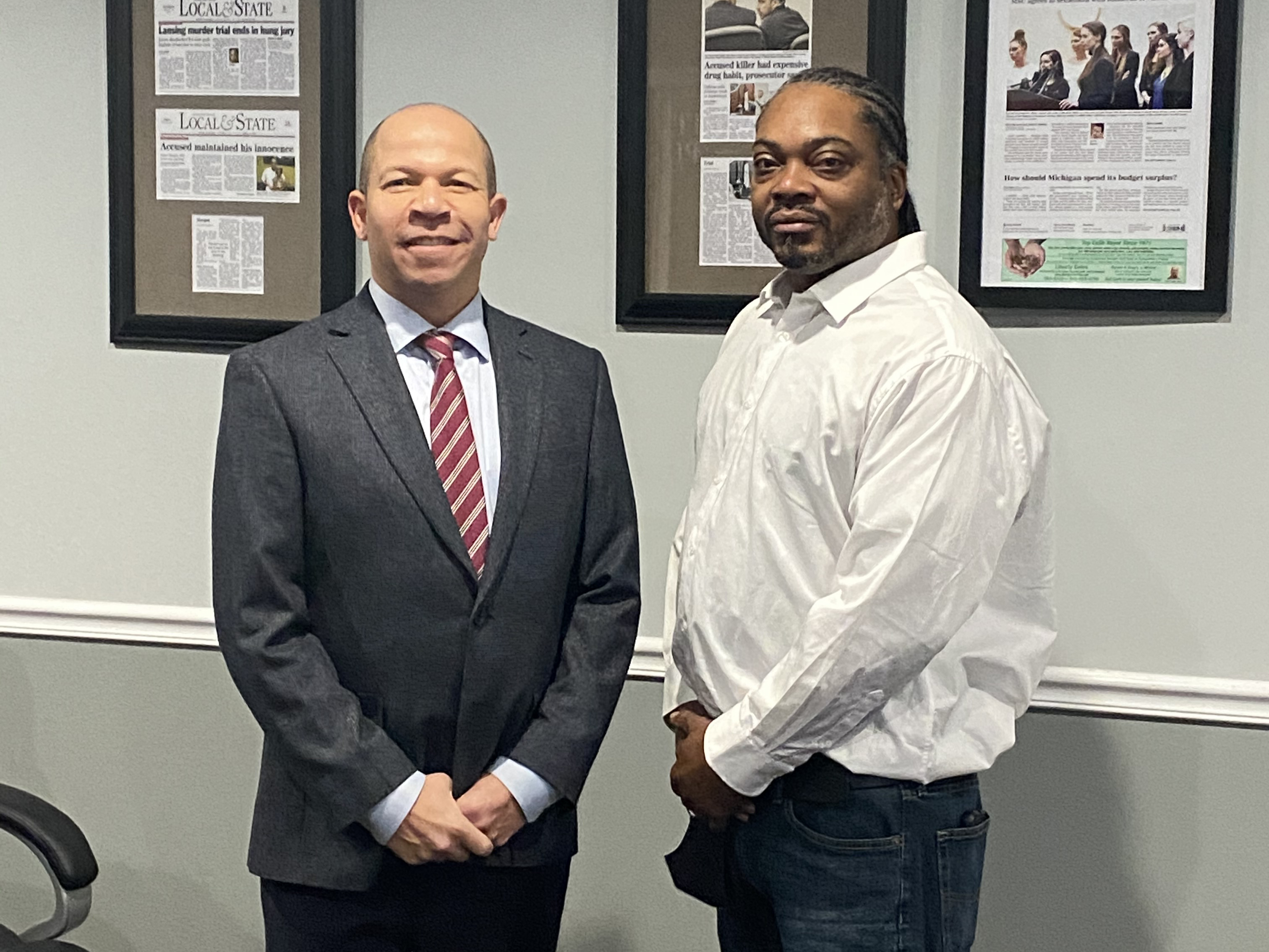 Herbert Alford, right, and his lawyer Jamie White, left, say Hertz "viciously disregarded" multiple court orders to produce a receipt that could have spared the 47-year-old nearly five years in prison.