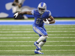 caption: Detroit Lions wide receiver Quintez Cephus is one of five NFL players suspended for violating the league's gambling policy.
