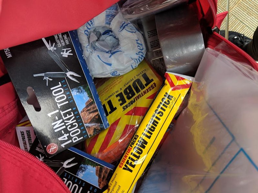 caption: State emergency management websites have tips for what to include in your emergency kit.CREDIT: KUOW PHOTO/KJERSTIN WOOD