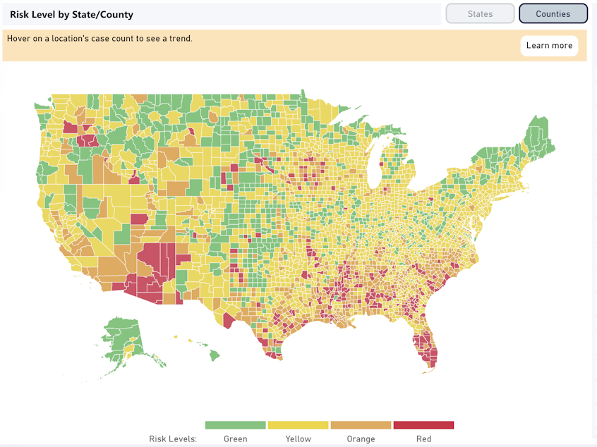 caption: This interactive map lets you find out how bad your county's coronavirus outbreak is.