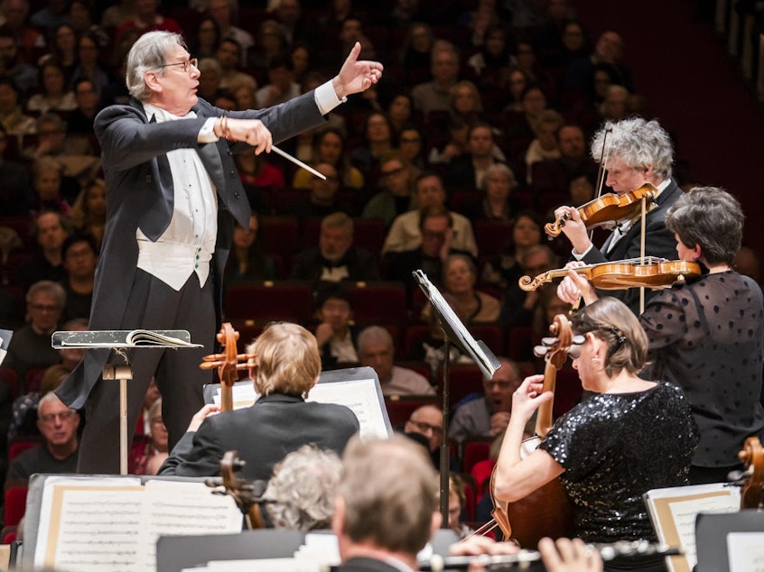 caption: Sir John Eliot Gardiner and the Orchestre Révolutionnaire et Romantique are performing all nine of Beethoven's symphonies in a series of concerts celebrating the composer's 250th birthday.