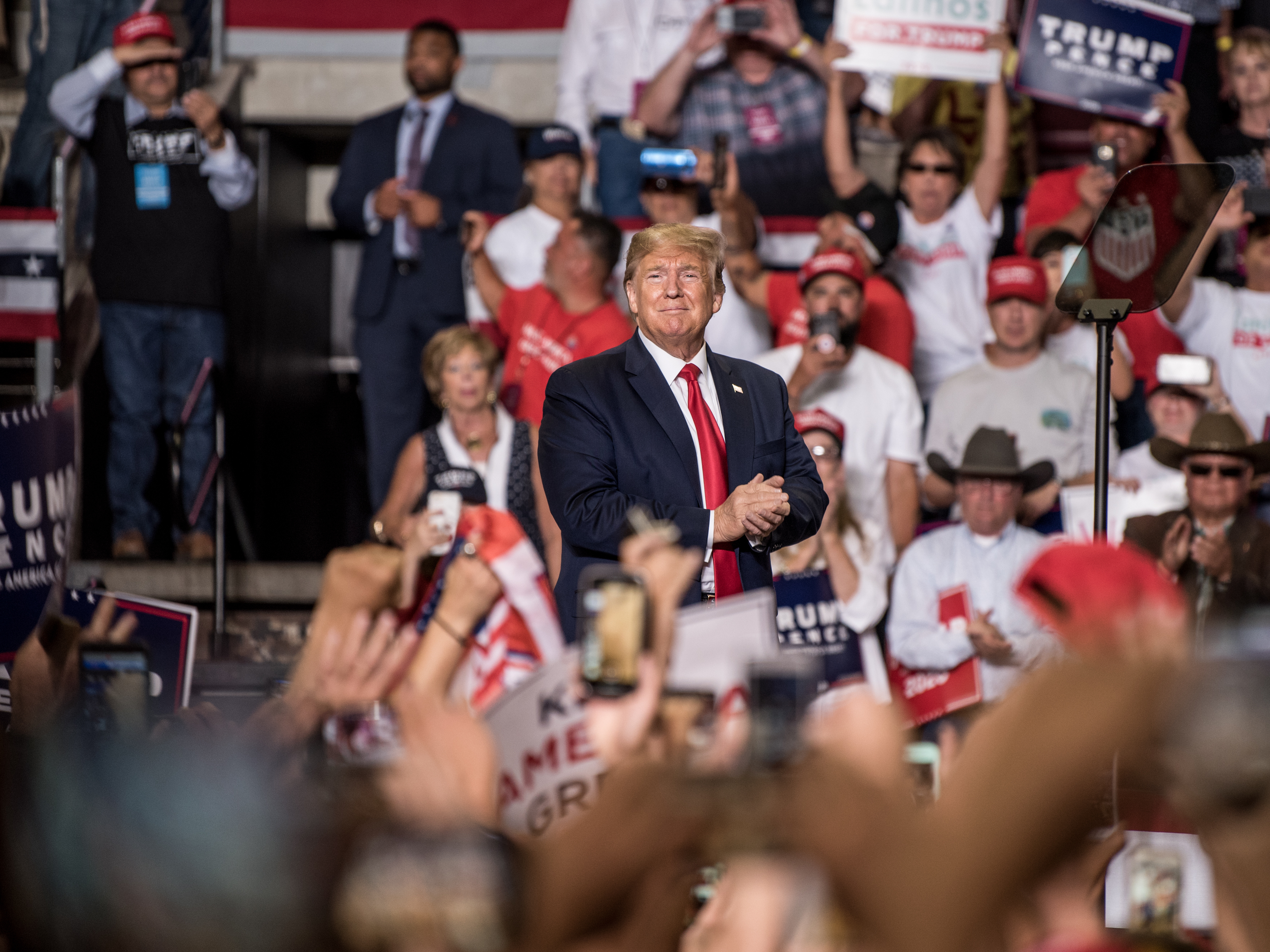 caption: President Trump at his Keep America Great rally last month in Rio Rancho, N.M.