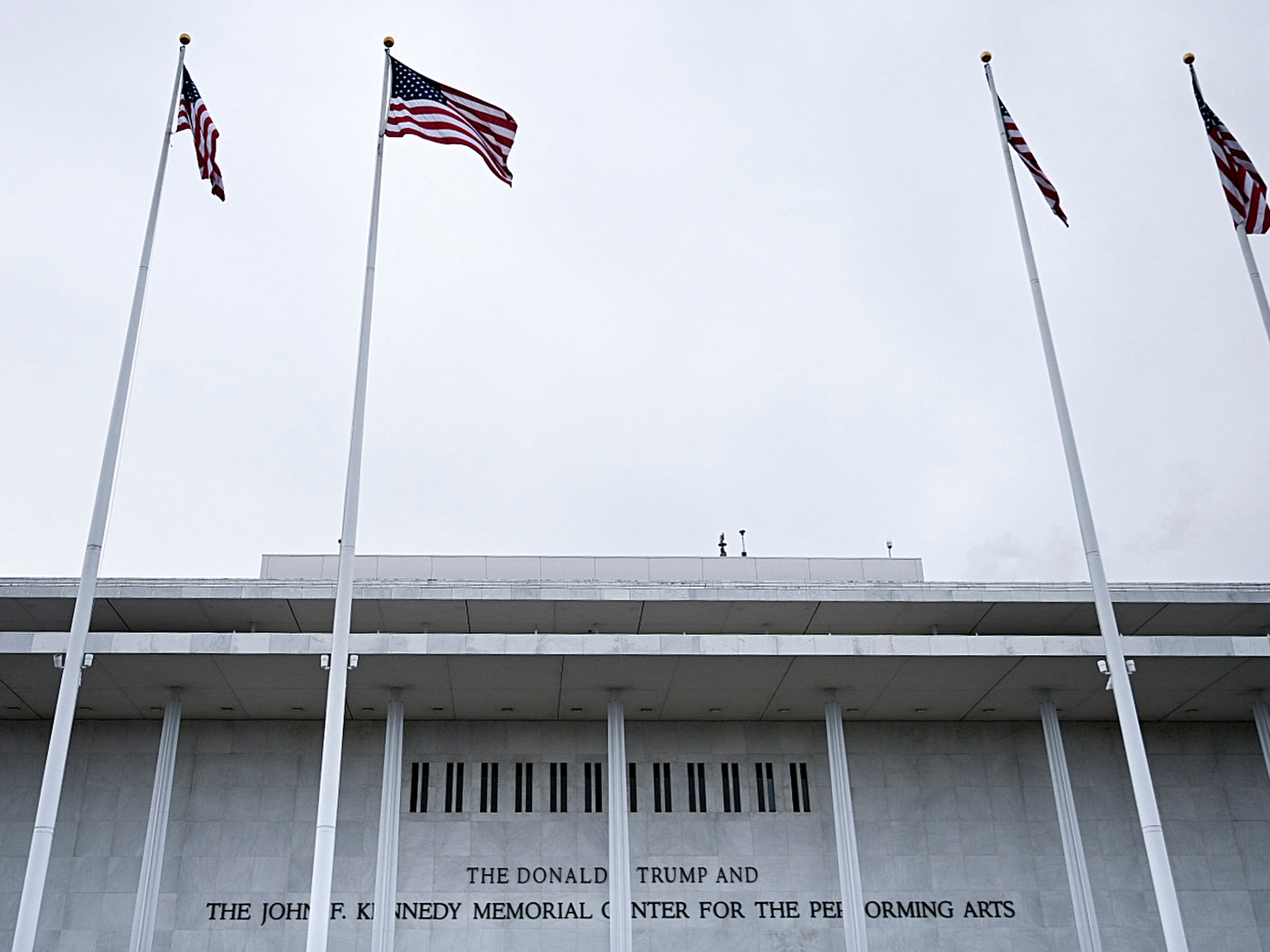 caption: A view of the John F. Kennedy Center for the Performing Arts, which the current board is calling the Trump Kennedy Center, in Washington, DC,  on Dec. 26, 2025.
