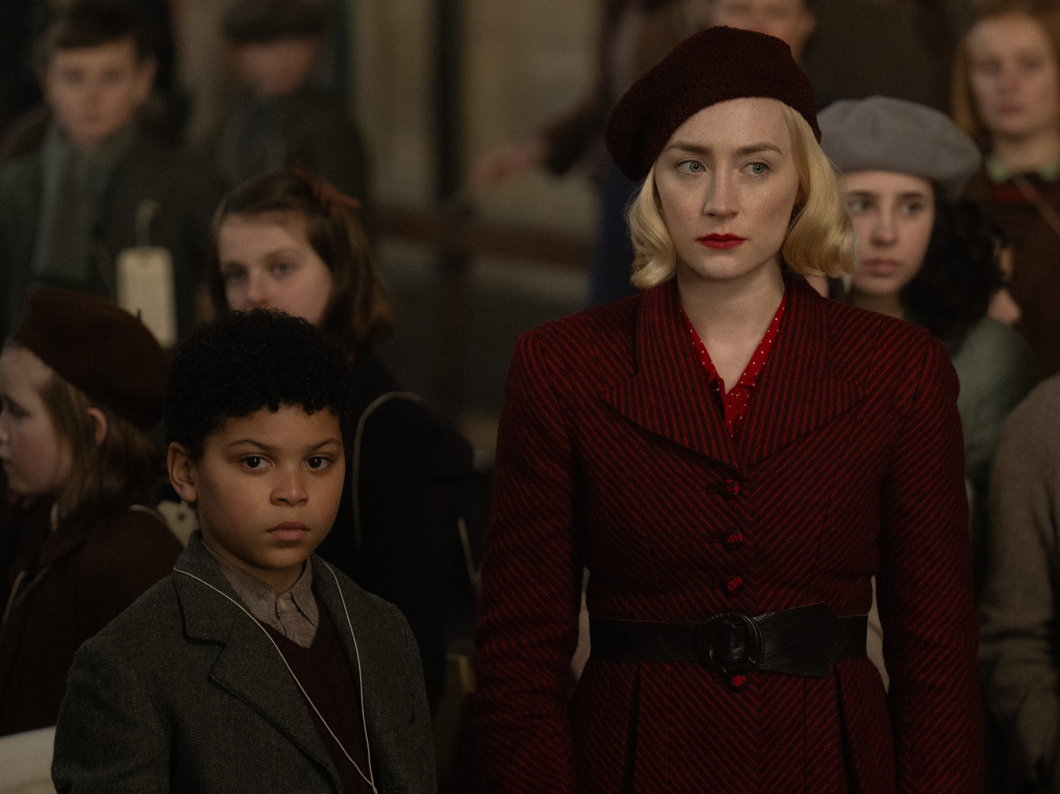 caption: In <em>Blitz</em>, Saoirse Ronan and Elliott Heffernan play a mother and son separated by war in 1940 London.