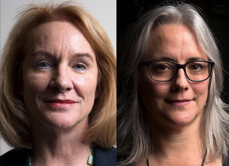 caption: Mayoral candidates Jenny Durkan and Cary Moon.
