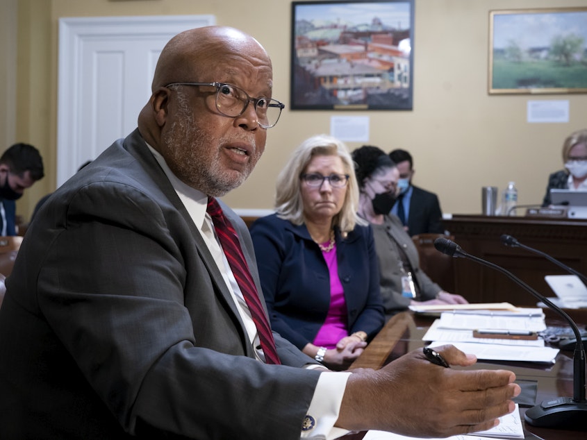 caption: Chairman Bennie Thompson, D-Miss., of the House panel investigating the Jan. 6 U.S. Capitol insurrection testifies before the House Rules Committee in December.