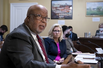 caption: Chairman Bennie Thompson, D-Miss., of the House panel investigating the Jan. 6 U.S. Capitol insurrection testifies before the House Rules Committee in December.