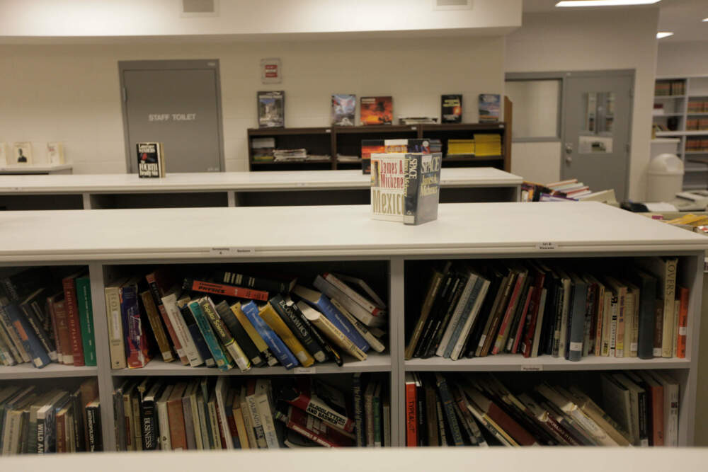 caption: The library in the programs building is pictured during a media tour of the Thomson Correctional Center Tuesday, Dec. 22, 2009 in Thomson, Ill. (M. Spencer Green/AP)