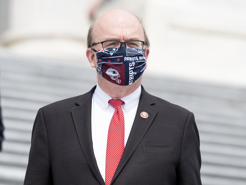 caption: "This was a well-organized attack on our country that was incited by Donald Trump," Rep. Jim McGovern, D-Mass., said as he opened debate on a resolution to impeach the president.
