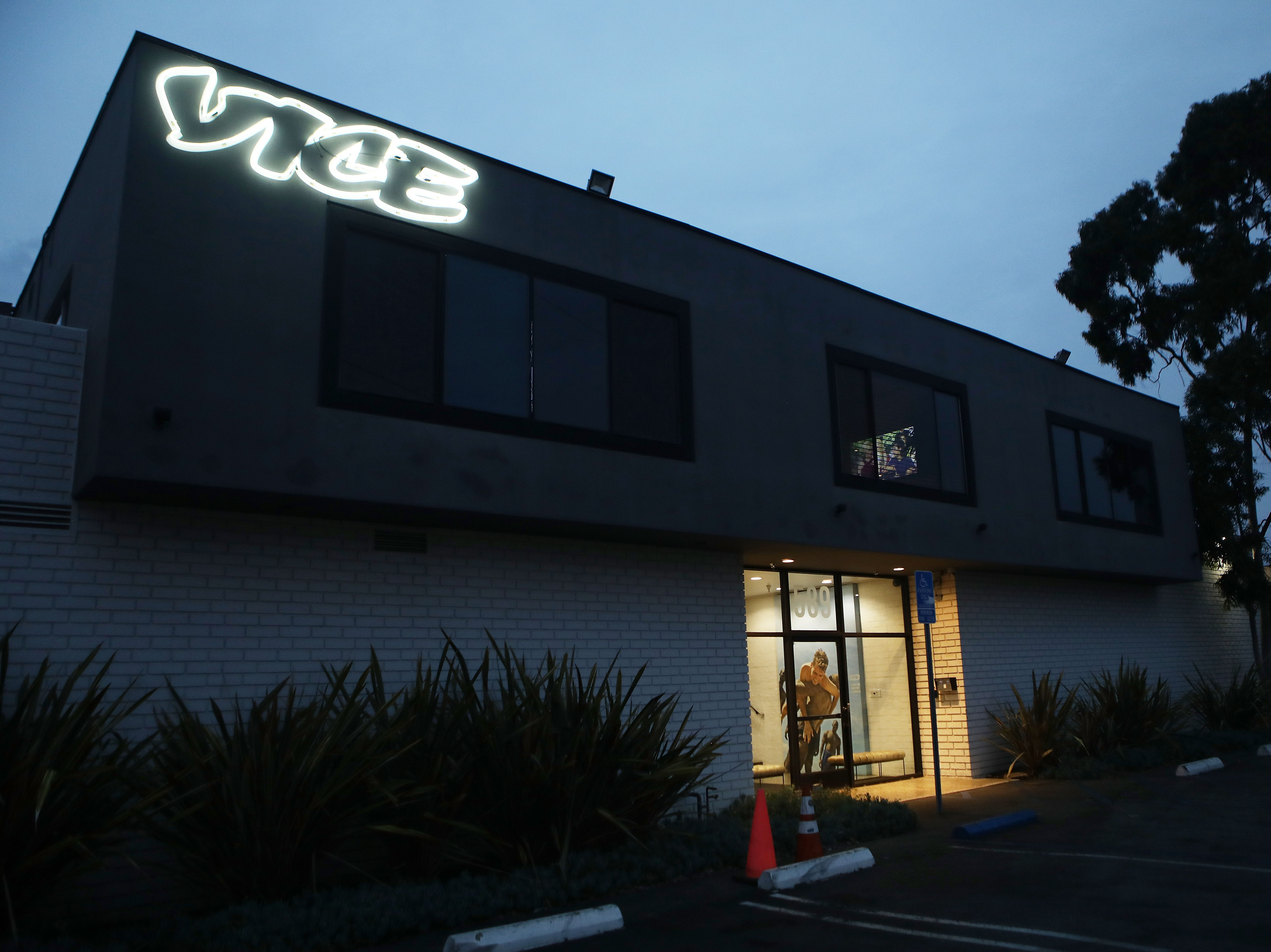 caption: Vice Media offices on Feb. 1, 2019 in Venice, Calif. The once-hot media startup filed for bankruptcy after failing to sell itself.