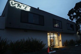caption: Vice Media offices on Feb. 1, 2019 in Venice, Calif. The once-hot media startup filed for bankruptcy after failing to sell itself.