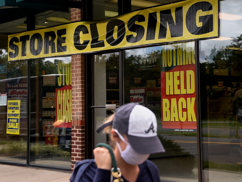 caption: A store displays a sign before closing down permanently following the impact of the coronavirus pandemic, on Aug. 4, 2020 in Arlington, Va. The Small Business Administration's inspector general office said billions of dollars in relief loans may have been handed out to fraudsters or ineligible applicants.