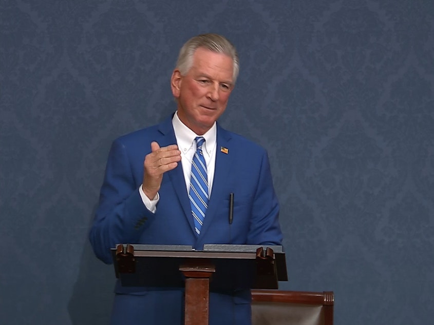 caption: A small group of senators is trying to temporarily change Senate rules to approve military promotions that have been blocked for months by Alabama Republican Tommy Tuberville.