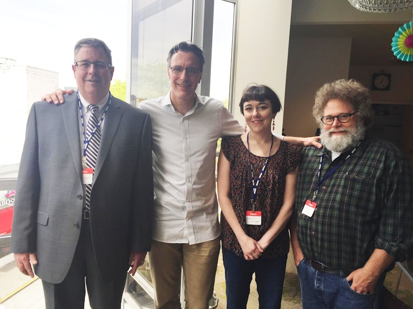 caption: 'Week in Review' panel Chris Vance, Bill Radke, Erica C. Barnett and Knute Berger.