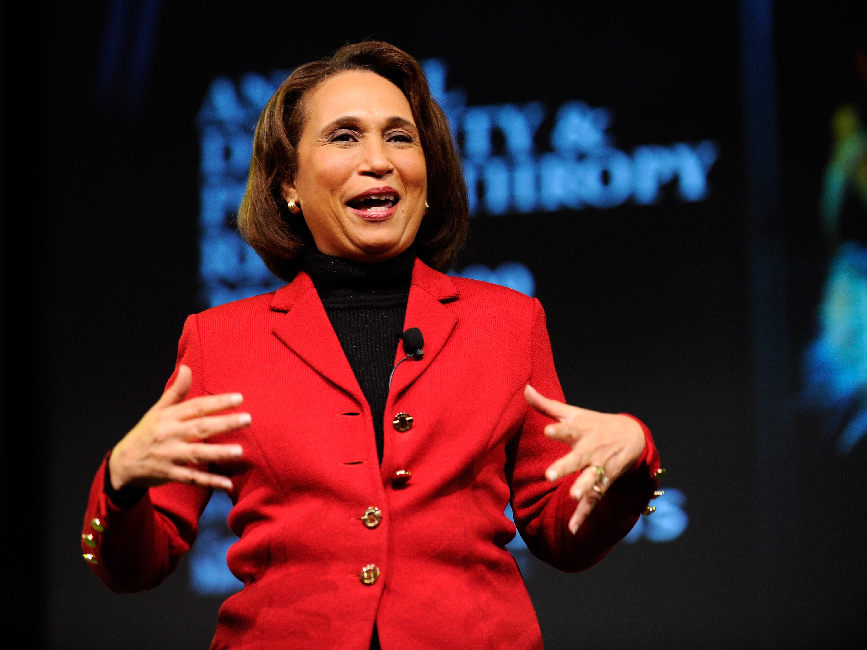 caption: Alexis Herman was tapped by former President Bill Clinton to serve as secretary of labor. Upon her confirmation in 1997, she became the first Black secretary of labor in American history. She is shown here in Las Vegas in 2010.