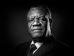 caption: Congolese gynecologist Denis Mukwege has spent nearly 25 years campaigning against sexual violence and aiding survivors. On Thursday, he won the $1 million Aurora Prize for Awakening Humanity. In his remarks, he paid tribute to the survivors. "These women stand up again after being subjected to extreme violence and not only reclaim their own strength but also extend a helping hand to others."