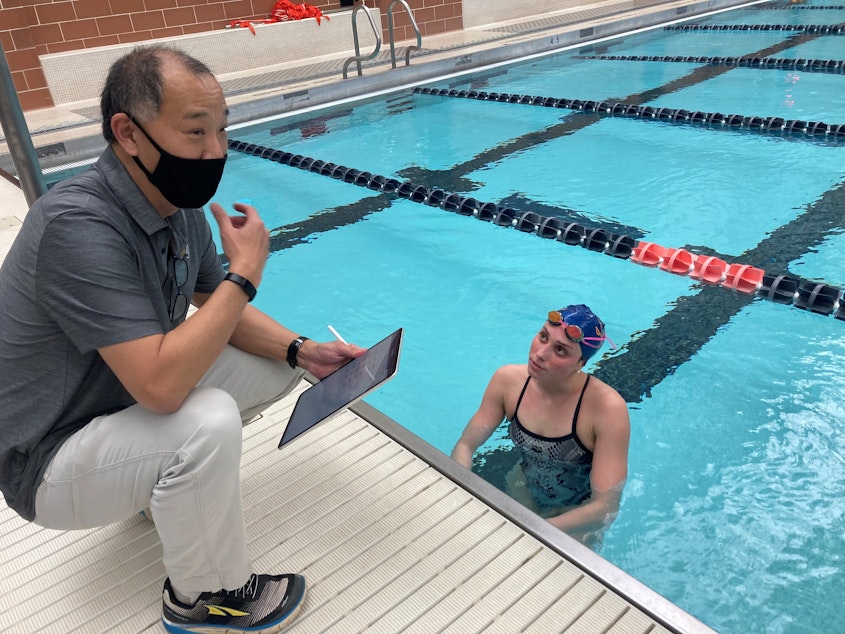caption: UVA Math Prof. Ken Ono helped swimmer Emma Weyant improve her race time. She won an Olympic silver medal in Tokyo last summer.