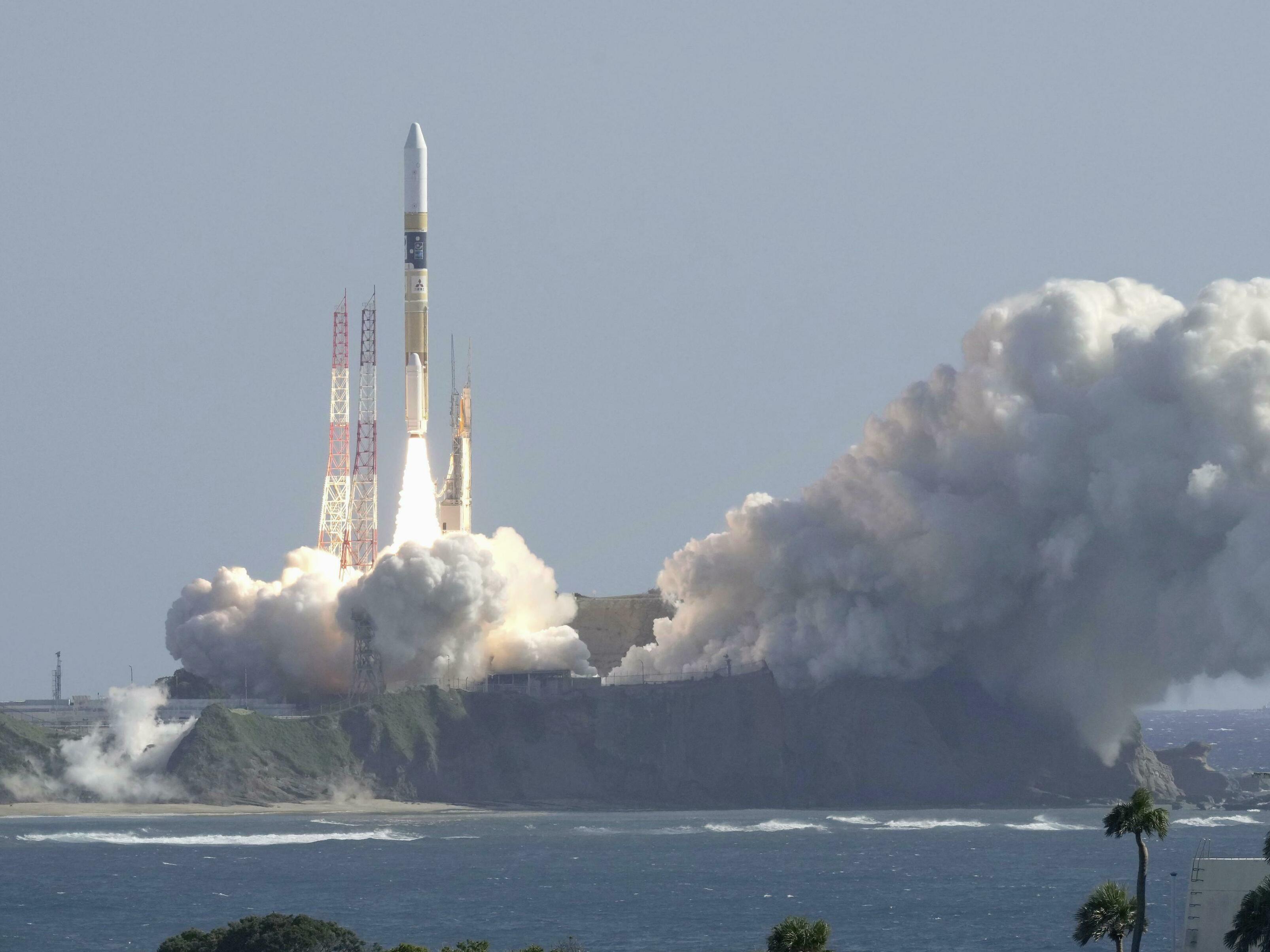 caption: An HII-A rocket blasts off from the launch pad at Tanegashima Space Center in Kagoshima, southern Japan Thursday, Sept. 7, 2023.
