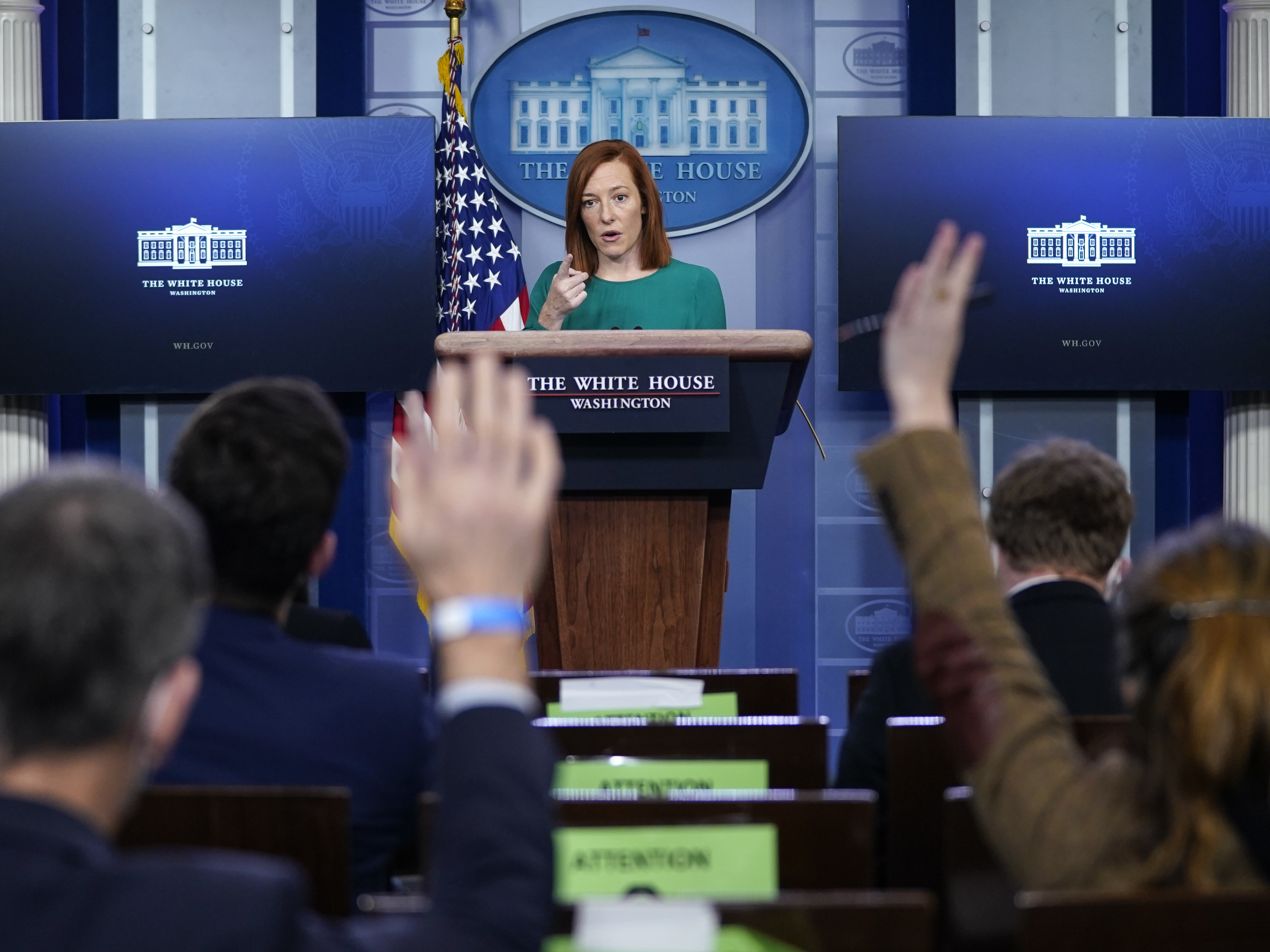 caption: White House press secretary Jen Psaki speaks during a daily press briefing on Jan. 25.