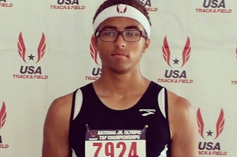 caption: Chris Grant runs track for Meadowdale High School in Lynnwood and ran in the 2014 Junior Olympics.