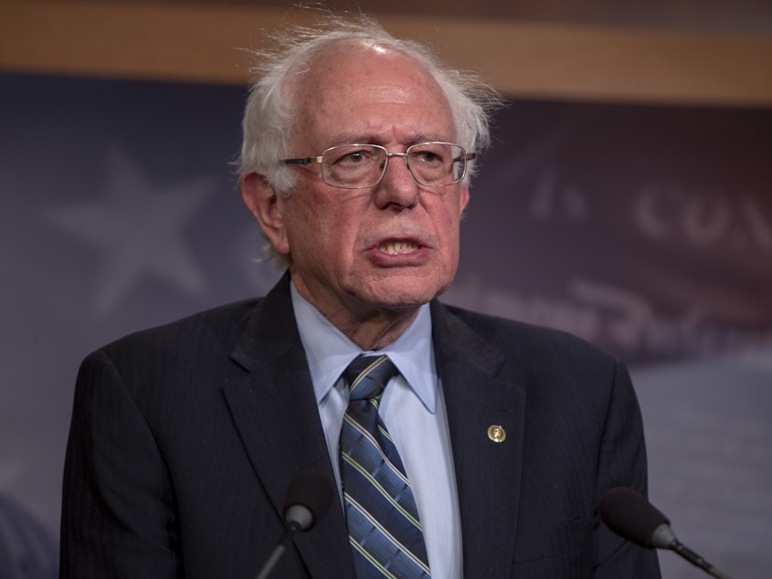 caption: Sen. Bernie Sanders, I-Vt., offered an apology on Wednesday after allegations were made public of sexual harassment and discrimination on his 2016 campaign.