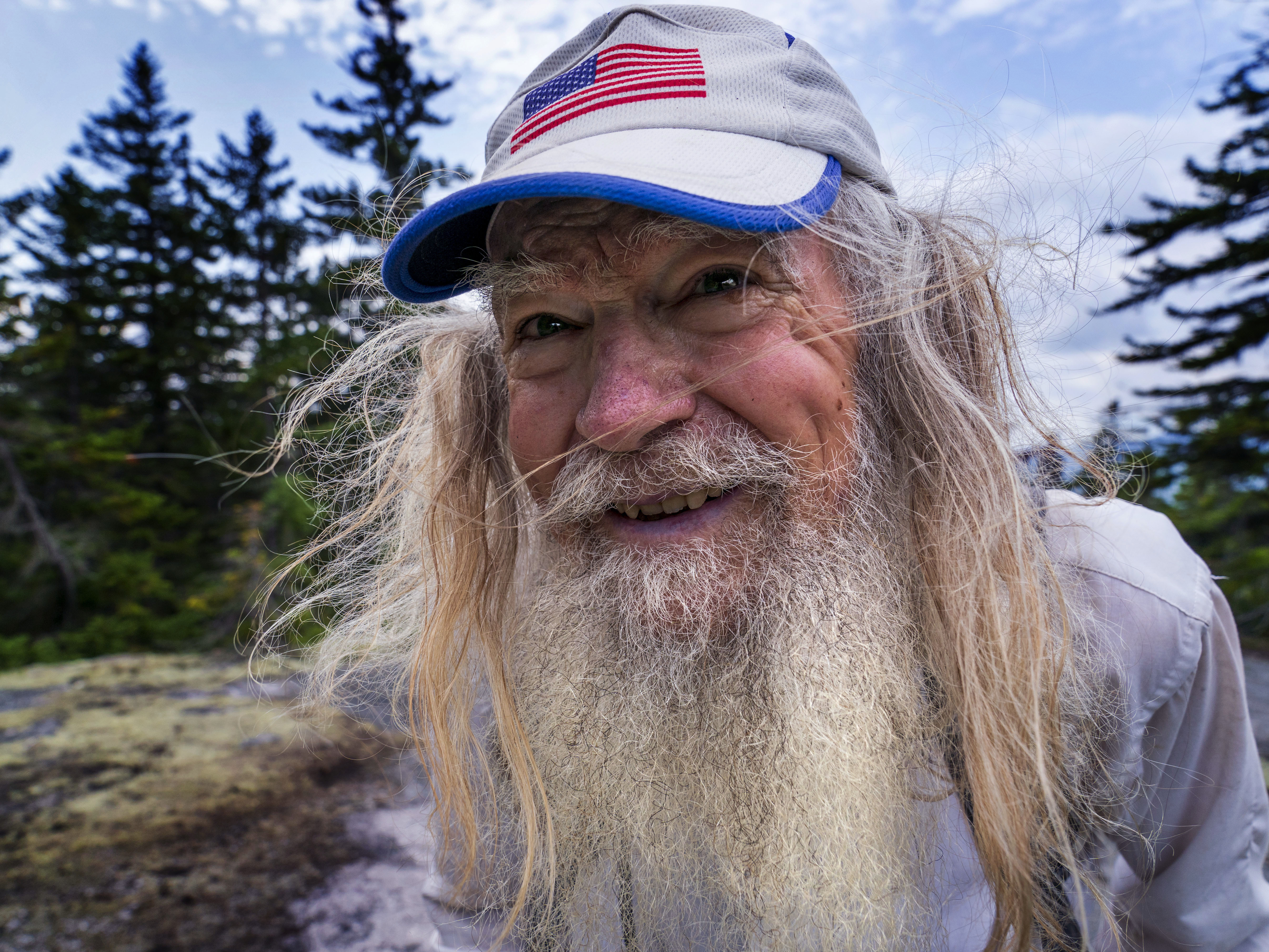 caption: M.J. Eberhart, 83, who goes by the trail name of Nimblewill Nomad, is the oldest person to hike the entire 2,193-mile Appalachian Trail.
