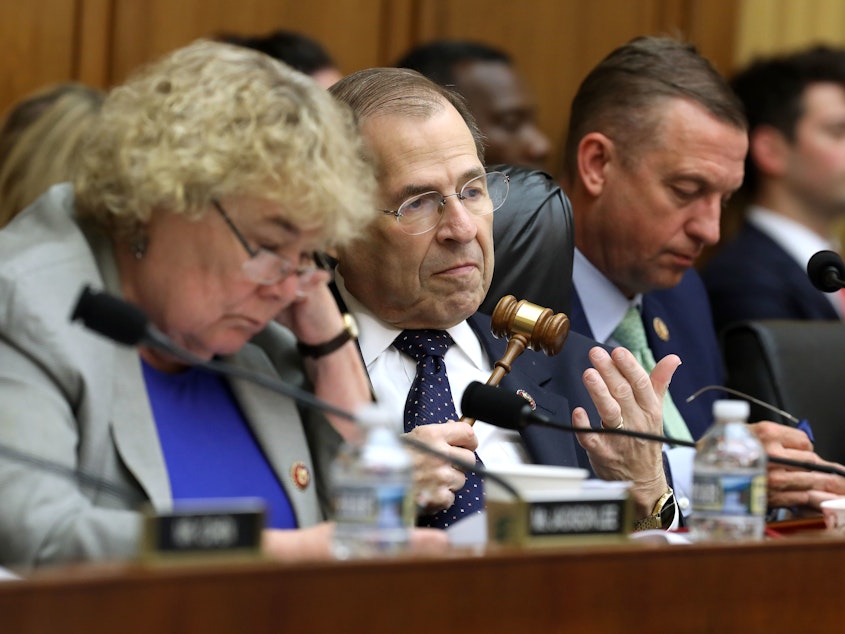 caption: The House Judiciary Committee, led by Democratic Chairman Jerrold Nadler of New York, holds a hearing Wednesday about whether to hold Attorney General William Barr in contempt of Congress.
