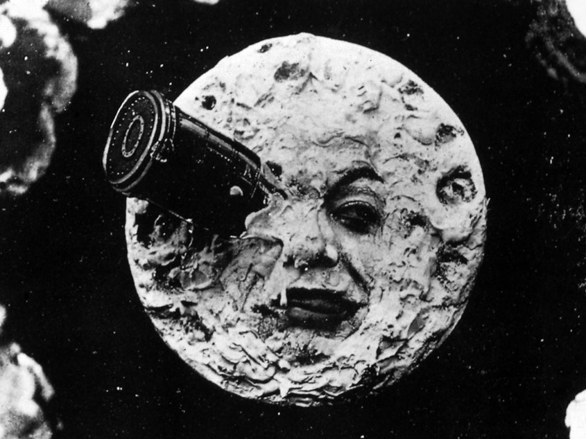 caption: Georges Méliès' 1902 film, <em>A Trip to the Moon, </em>was the first motion picture to visit the moon — and one of the first films with a plot.