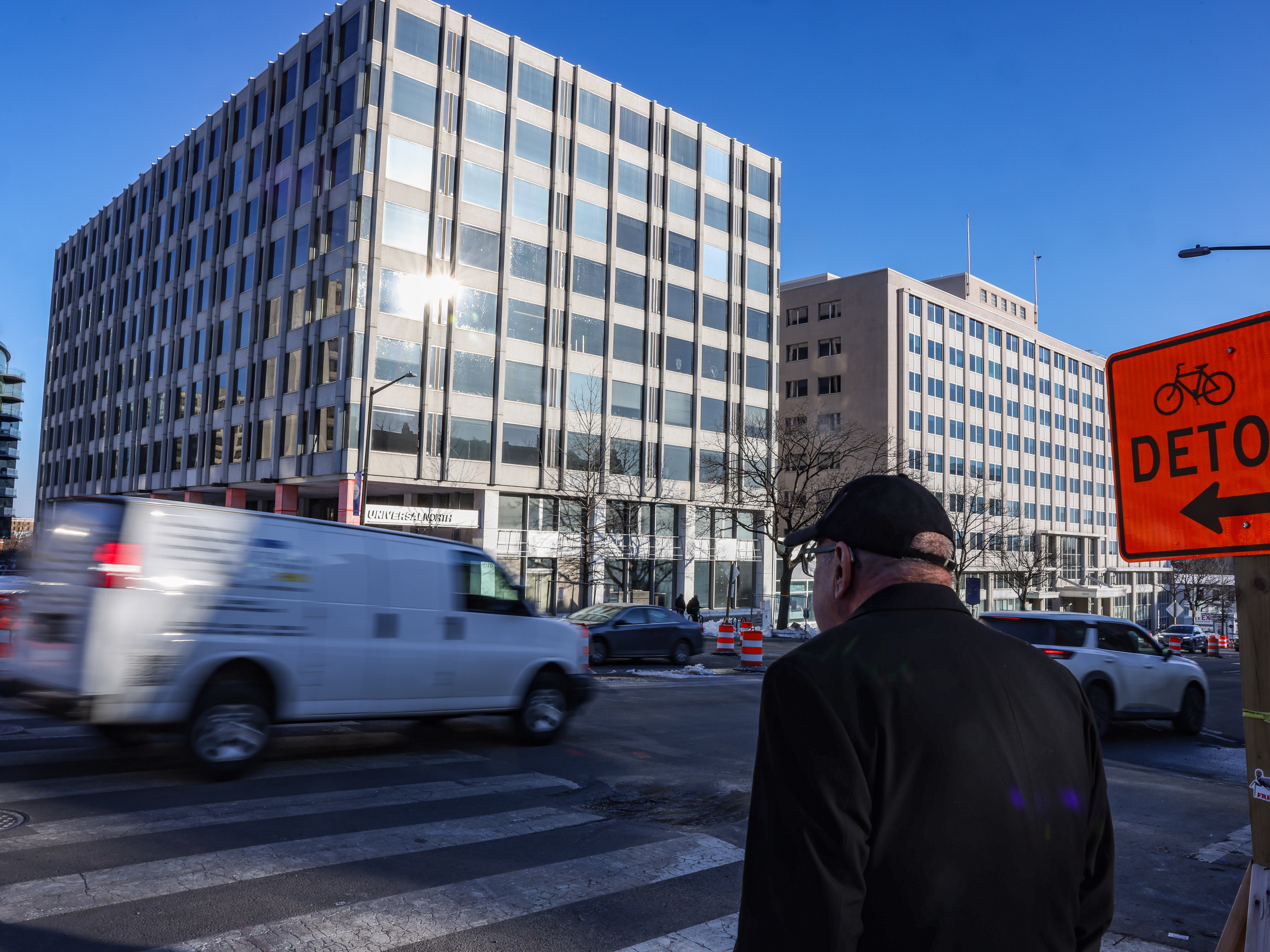 caption: Two vacant office buildings near the Dupont Circle neighborhood of Washington, D.C., are being turned into more than 500 apartments.